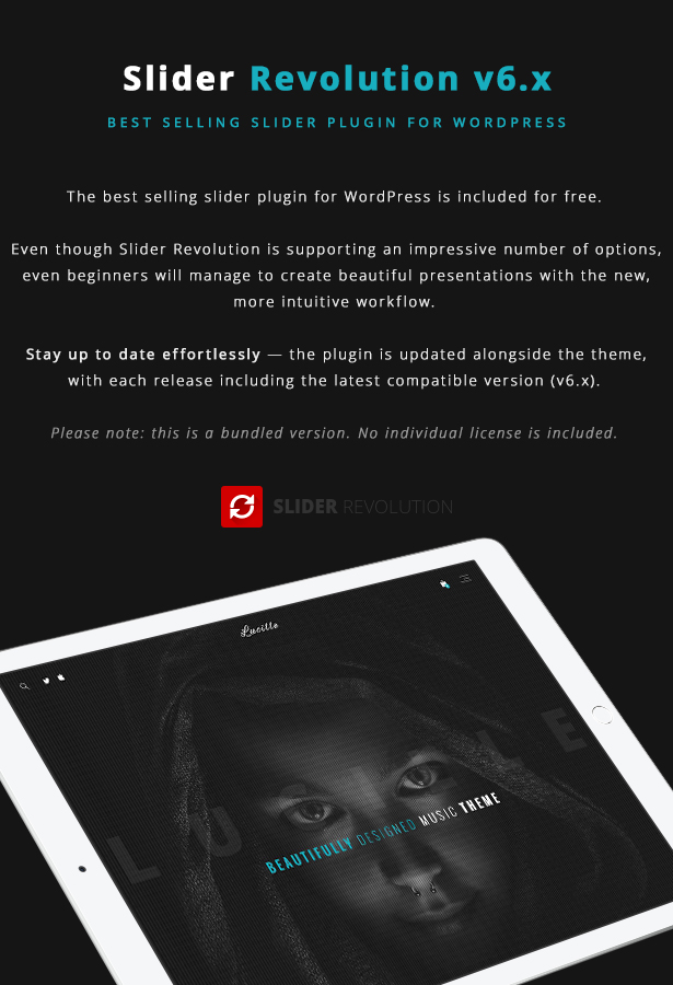Lucille Music WordPress Theme - Slider Revolution
